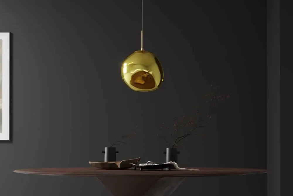 Riess-Ambiente Goldene Möbel|Hängelampen > Runde Hängelampe LIQUID DIAMOND 20cm gold Glas Stahl Kugelleuchte