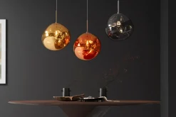 Riess-Ambiente Hängelampen|Industrial Loft > Runde Hängelampe LIQUID DIAMOND 20cm smoke Glas Stahl Kugelleuchte