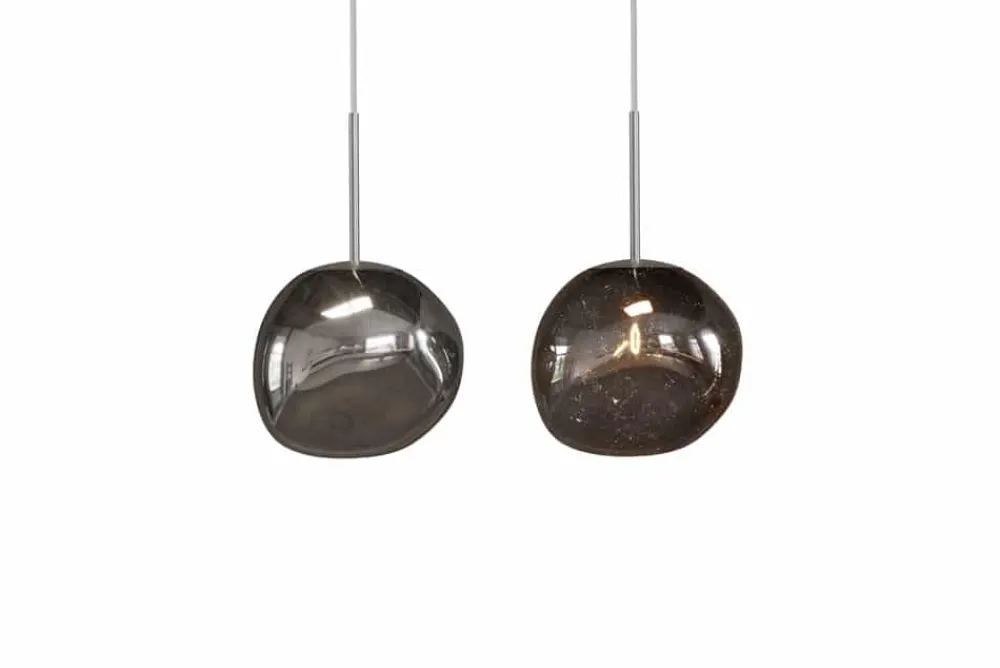 Riess-Ambiente Hängelampen|Industrial Loft > Runde Hängelampe LIQUID DIAMOND 20cm smoke Glas Stahl Kugelleuchte
