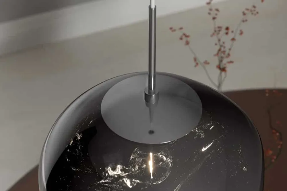 Riess-Ambiente Hängelampen|Industrial Loft > Runde Hängelampe LIQUID DIAMOND 20cm smoke Glas Stahl Kugelleuchte