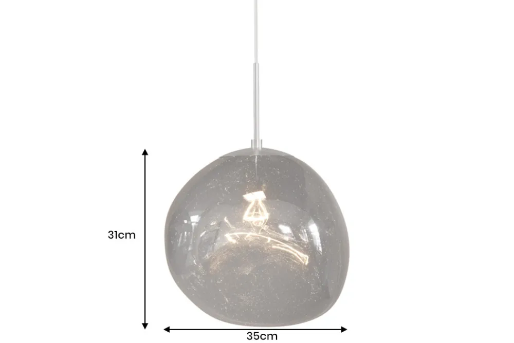 Riess-Ambiente Hängelampen|Industrial Loft > Runde Hängelampe LIQUID DIAMOND 35cm smoke Glas Stahl Kugelleuchte