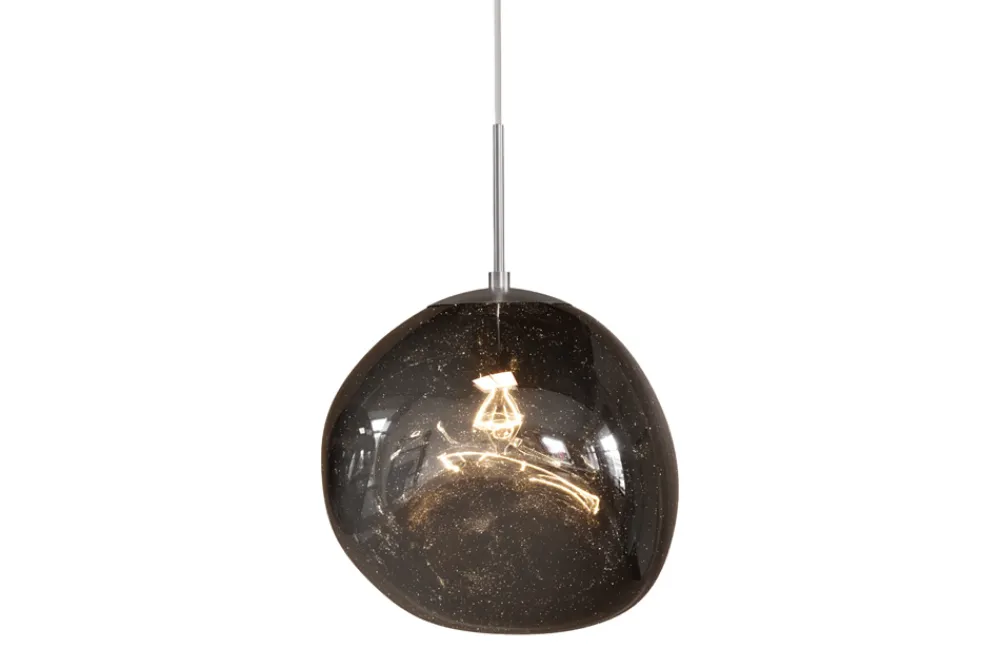 Riess-Ambiente Hängelampen|Industrial Loft > Runde Hängelampe LIQUID DIAMOND 35cm smoke Glas Stahl Kugelleuchte