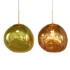 Riess-Ambiente Goldene Möbel|Hängelampen > Runde Hängelampe LIQUID DIAMOND 35cm gold Glas Stahl Kugelleuchte