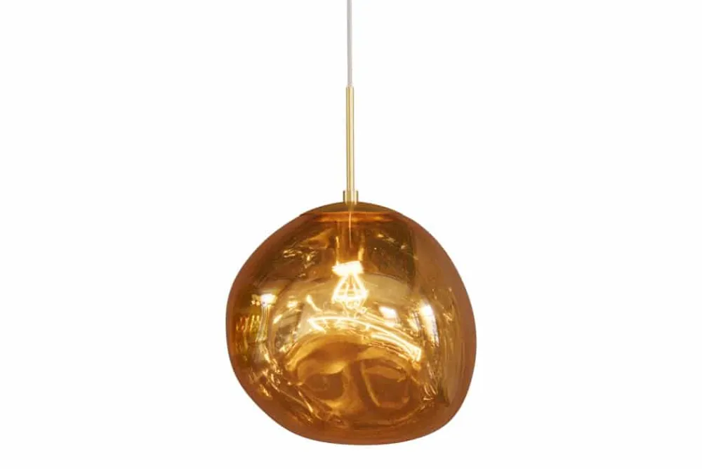 Riess-Ambiente Goldene Möbel|Hängelampen > Runde Hängelampe LIQUID DIAMOND 35cm gold Glas Stahl Kugelleuchte