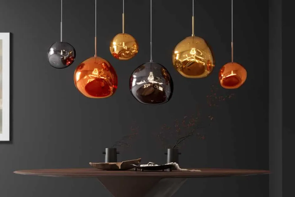 Riess-Ambiente Goldene Möbel|Hängelampen > Runde Hängelampe LIQUID DIAMOND 35cm gold Glas Stahl Kugelleuchte
