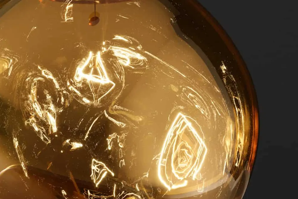 Riess-Ambiente Goldene Möbel|Hängelampen > Runde Hängelampe LIQUID DIAMOND 35cm gold Glas Stahl Kugelleuchte