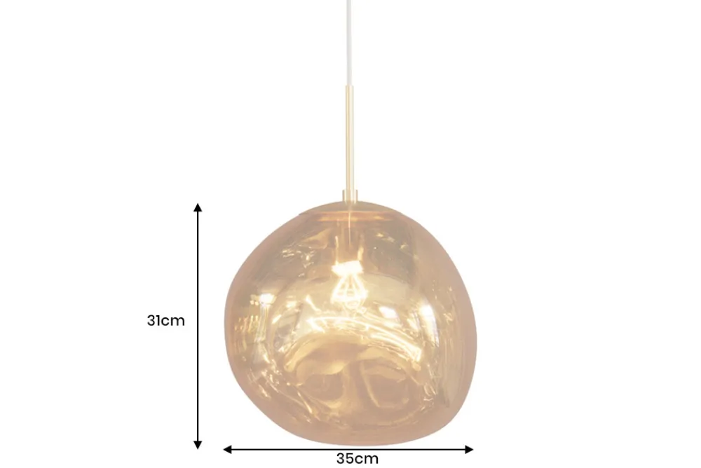 Riess-Ambiente Goldene Möbel|Hängelampen > Runde Hängelampe LIQUID DIAMOND 35cm gold Glas Stahl Kugelleuchte