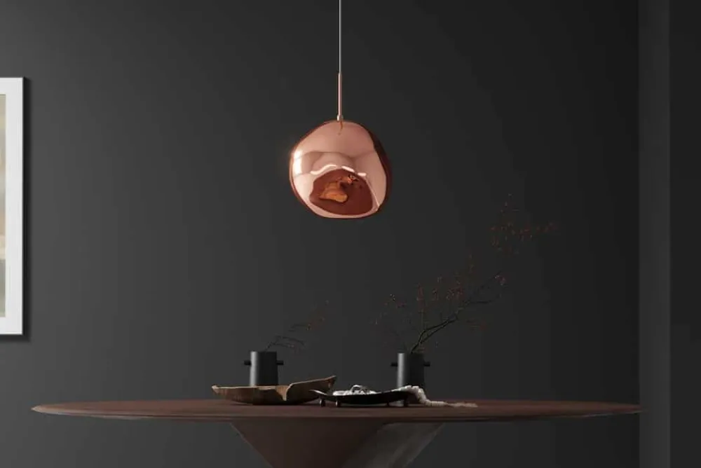 Riess-Ambiente Hängelampen|Industrial Loft > Runde Hängelampe LIQUID DIAMOND 35cm kupfer Glas Stahl Kugelleuchte