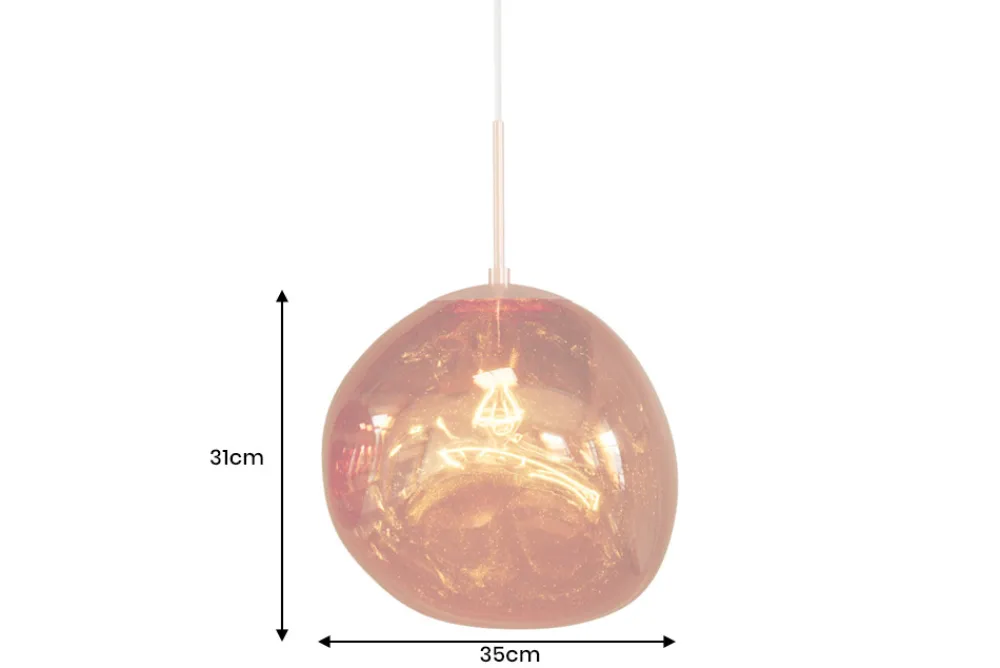 Riess-Ambiente Hängelampen|Industrial Loft > Runde Hängelampe LIQUID DIAMOND 35cm kupfer Glas Stahl Kugelleuchte