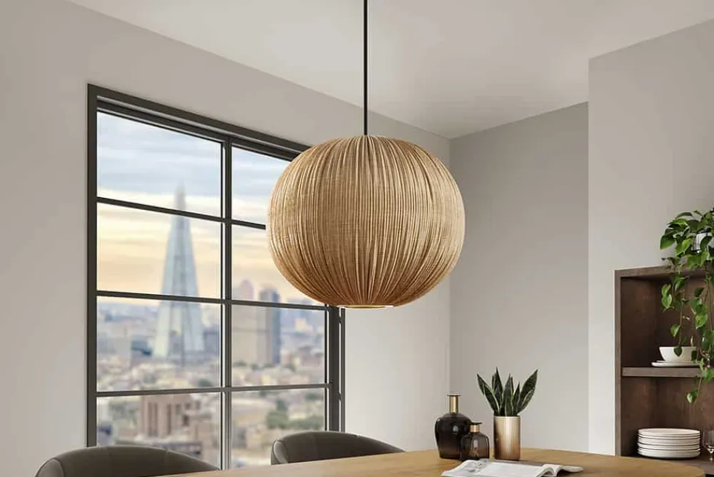 Riess-Ambiente Hängelampen > Runde Hängelampe ORGANIC 45cm natur Stoffschirm Boho