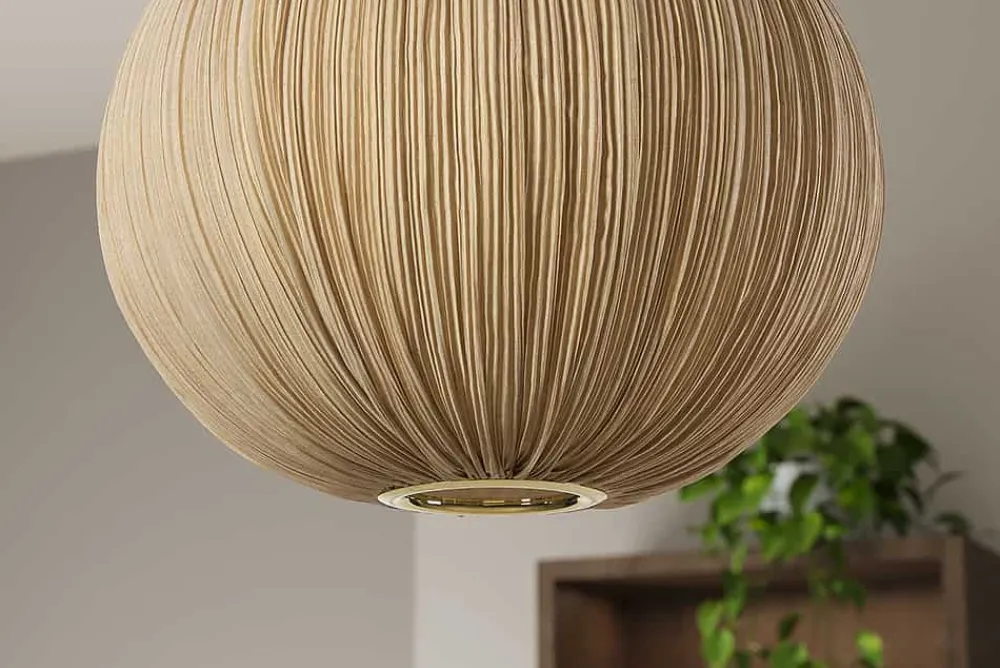 Riess-Ambiente Hängelampen > Runde Hängelampe ORGANIC 45cm natur Stoffschirm Boho