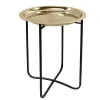 Riess-Ambiente Beistelltische|Goldene Möbel > Runder Beistelltisch CASABLANCA 50cm messing gold schwarz Tablett abnehmbar klappbar