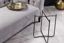 Riess-Ambiente Beistelltische|Goldene Möbel > Runder Beistelltisch CASABLANCA 50cm messing gold schwarz Tablett abnehmbar klappbar
