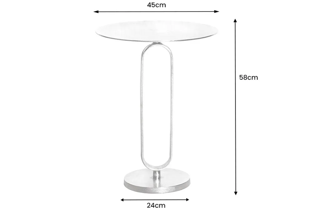 Riess-Ambiente Beistelltische > Runder Beistelltisch ELEGANCE 60cm silber Metall Aluminium handmade
