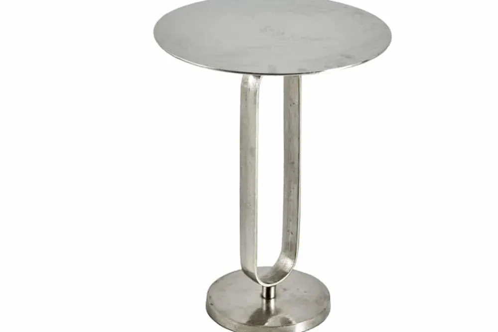 Riess-Ambiente Beistelltische > Runder Beistelltisch ELEGANCE 60cm silber Metall Aluminium handmade