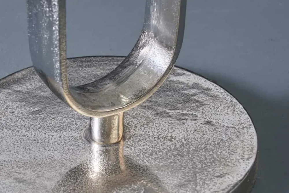 Riess-Ambiente Beistelltische > Runder Beistelltisch ELEGANCE 60cm silber Metall Aluminium handmade