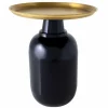 Riess-Ambiente Beistelltische|Goldene Möbel > Runder Beistelltisch ELEGANCIA 50cm gold antik schwarz Metall Eisen handmade