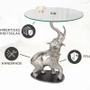 Riess-Ambiente Beistelltische > Runder Beistelltisch ELEPHANT 80cm silber Metall Glas Marmor Skulptur handmade