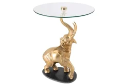 Riess-Ambiente Beistelltische > Runder Beistelltisch ELEPHANT 80cm silber Metall Glas Marmor Skulptur handmade