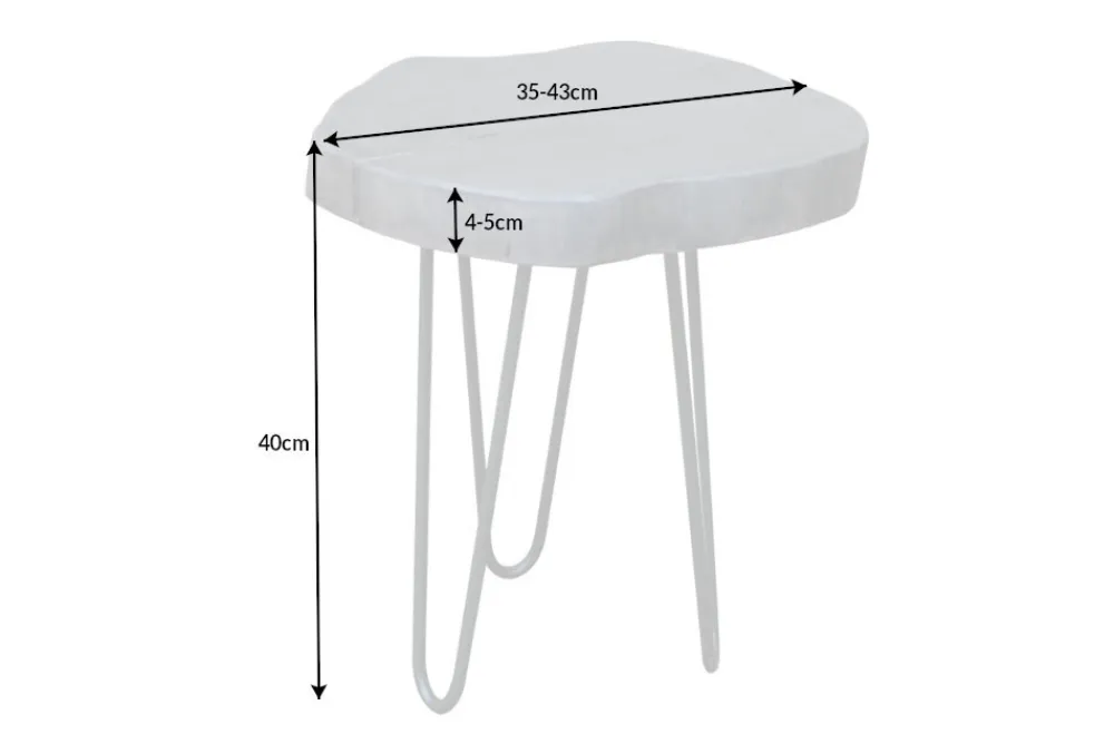 Riess-Ambiente Mehr...|Massivholztische > Runder Beistelltisch GOA 45cm grau Akazie Massivholz Baumscheibe Hairpin Legs Metall