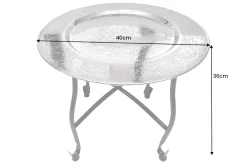 Riess-Ambiente Beistelltische > Runder Beistelltisch MARRAKESCH 40cm silber Teetisch abnehmbares Tablett klappbar