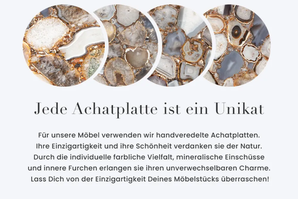 Riess-Ambiente Beistelltische|Goldene Möbel > Runder Beistelltisch NOBLE I 35cm Edelstein Achat klappbar goldenes Metallgestell