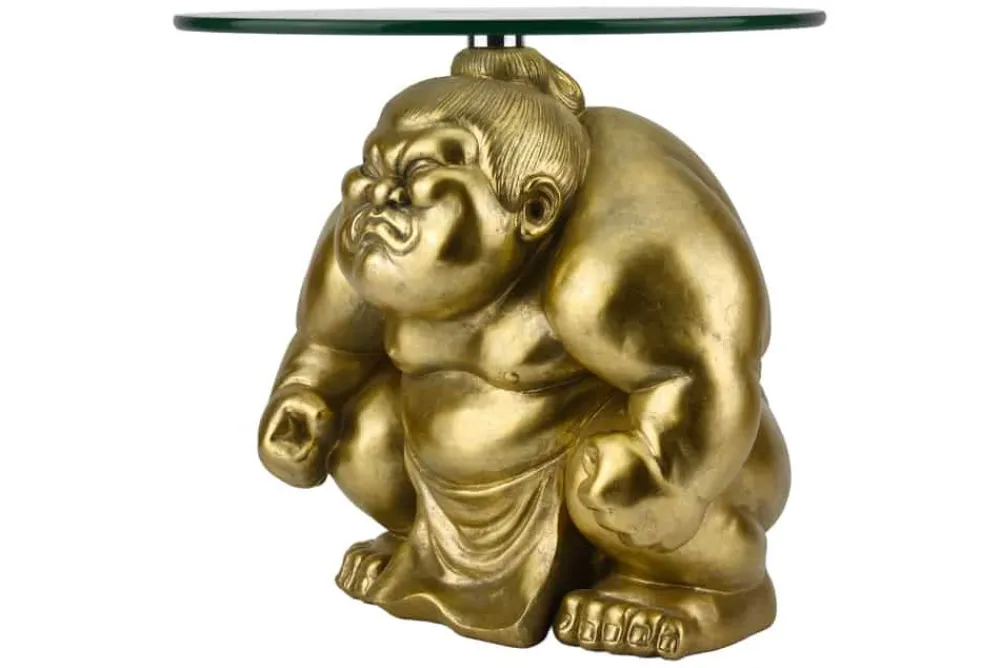 Riess-Ambiente Beistelltische|Goldene Möbel > Runder Beistelltisch SUMO 30cm gold Skulptur handmade