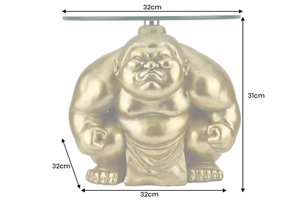 Riess-Ambiente Beistelltische|Goldene Möbel > Runder Beistelltisch SUMO 30cm gold Skulptur handmade