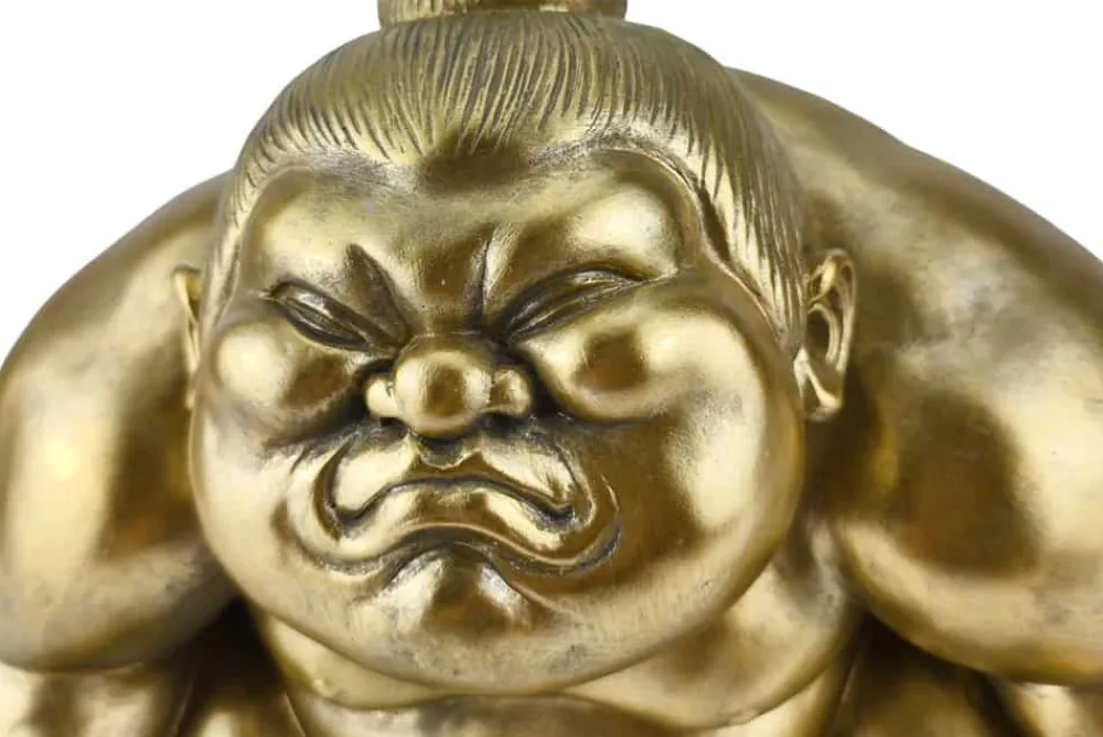 Riess-Ambiente Beistelltische|Goldene Möbel > Runder Beistelltisch SUMO 30cm gold Skulptur handmade