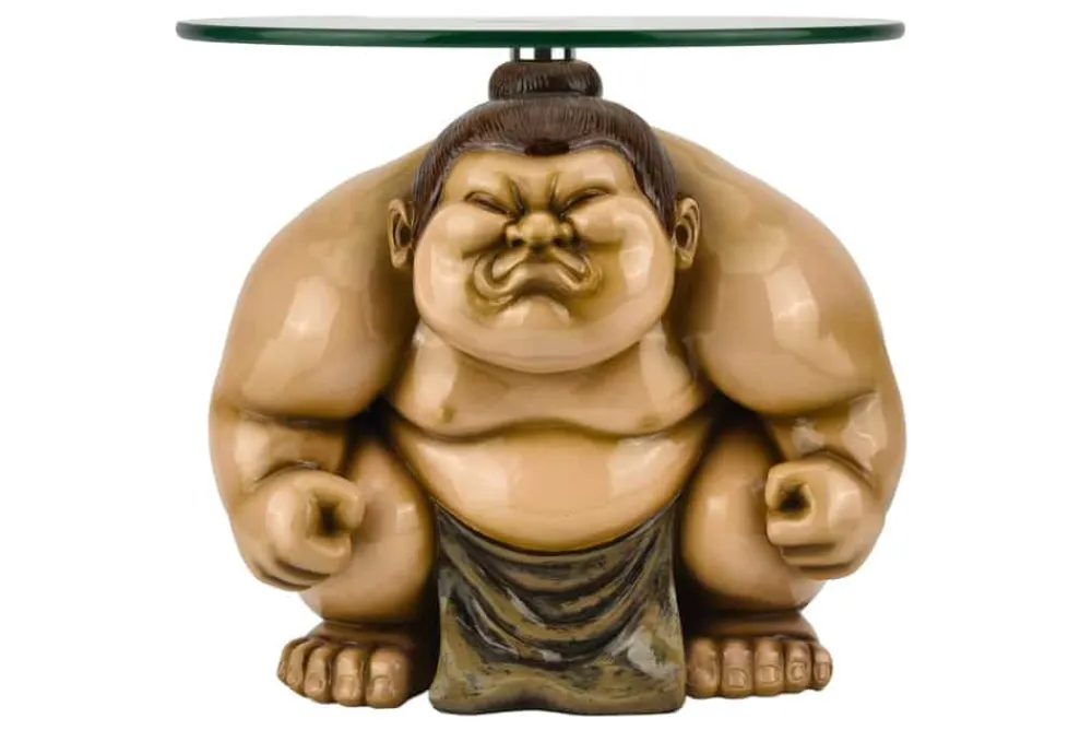 Riess-Ambiente Beistelltische > Runder Beistelltisch SUMO 30cm natur beige Skulptur handmade