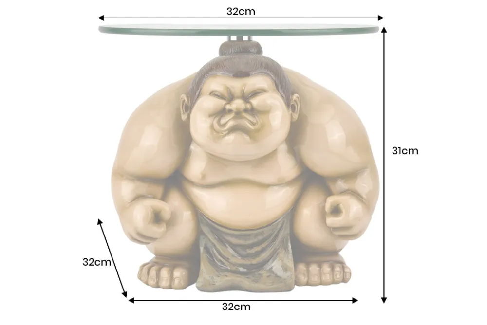 Riess-Ambiente Beistelltische > Runder Beistelltisch SUMO 30cm natur beige Skulptur handmade