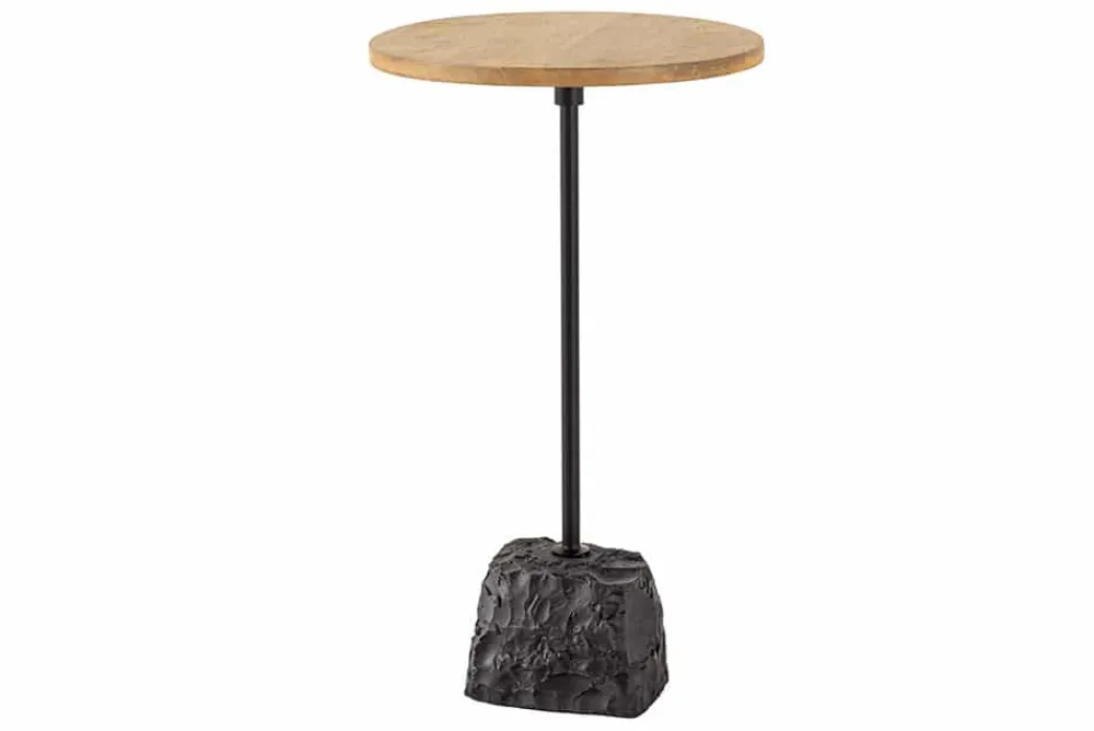 Riess-Ambiente Beistelltische|Mehr... > Runder Beistelltisch TRAYFUL 55cm natur Mangoholz Massivholz Marmorfuß Metall schwarz