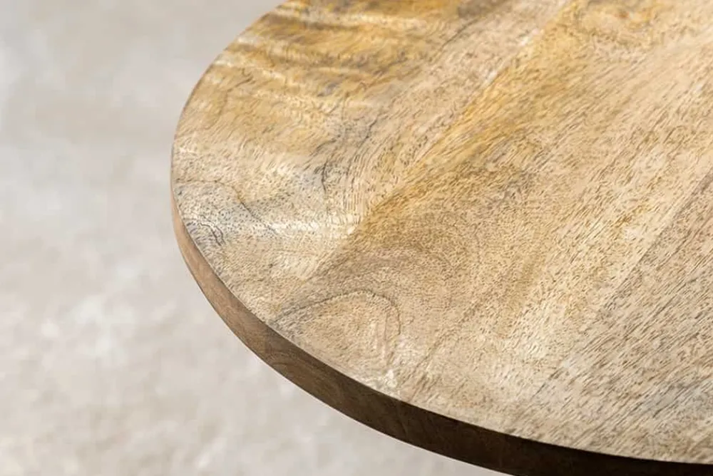 Riess-Ambiente Beistelltische|Mehr... > Runder Beistelltisch TRAYFUL 55cm natur Mangoholz Massivholz Marmorfuß Metall schwarz