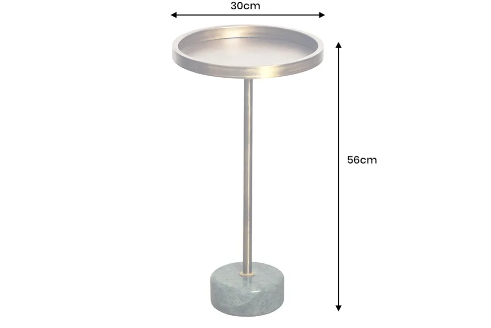 Riess-Ambiente Beistelltische|Goldene Möbel > Runder Beistelltisch TRAYFUL 60cm messing antik Eisen grün Marmorfuß handmade