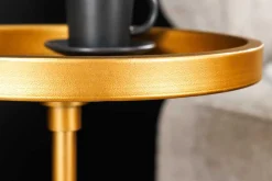 Riess-Ambiente Beistelltische|Goldene Möbel > Runder Beistelltisch TRAYFUL 60cm gold Eisen weiß Marmorfuß handmade