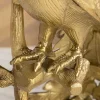 Riess-Ambiente Beistelltische|Goldene Möbel > Runder Beistelltisch WILDLIFE PEACOCK 75cm gold antik weiß Metall Marmor Pfauen-Skulptur
