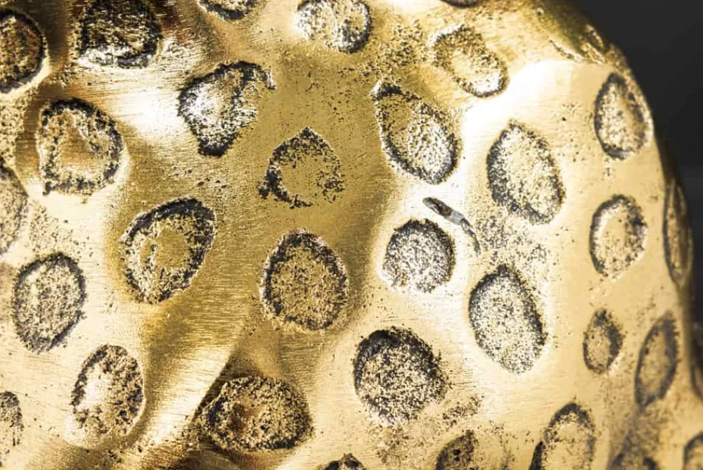 Riess-Ambiente Beistelltische|Goldene Möbel > Runder Beistelltisch WILDLIFE PANTHER 60cm gold antik Metall Glas Skulptur handmade