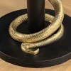 Riess-Ambiente Beistelltische|Goldene Möbel > Runder Beistelltisch WILDLIFE SNAKE 55cm weiß Marmor gold schwarz Schlange Skulptur