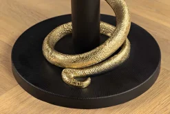 Riess-Ambiente Beistelltische|Goldene Möbel > Runder Beistelltisch WILDLIFE SNAKE 55cm weiß Marmor gold schwarz Schlange Skulptur