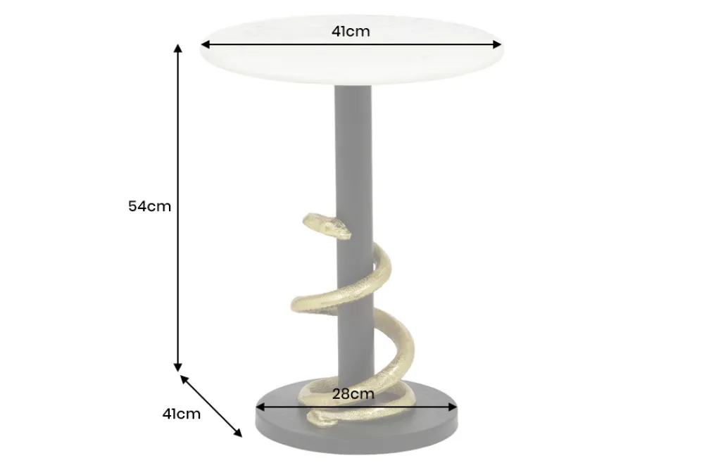 Riess-Ambiente Beistelltische|Goldene Möbel > Runder Beistelltisch WILDLIFE SNAKE 55cm weiß Marmor gold schwarz Schlange Skulptur