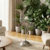 Riess-Ambiente Beistelltische|Couchtische & Truhen > Runder Beistelltisch WILDLIFE HERON 90cm silber Metall Glas Fischreiher Skulptur handmade
