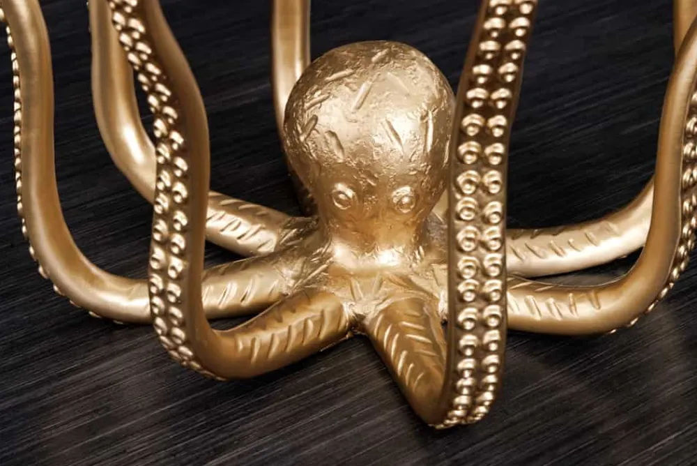 Riess-Ambiente Beistelltische|Goldene Möbel > Runder Beistelltisch WILDLIFE OCTOPUS 50cm gold Skulptur Glas