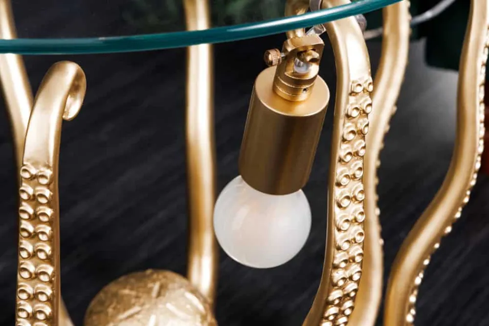 Riess-Ambiente Beistelltische|Goldene Möbel > Runder Beistelltisch WILDLIFE OCTOPUS 50cm gold Skulptur Glas