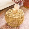 Riess-Ambiente Beistelltische|Goldene Möbel > Runder Couchtisch ABSTRACT LEAF 50cm gold Metall filigrane Handarbeit Vintage Design