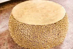 Riess-Ambiente Goldene Möbel|Couchtische & Truhen > Runder Couchtisch ABSTRACT LEAF 75cm gold Metall filigrane Handarbeit Vintage Design