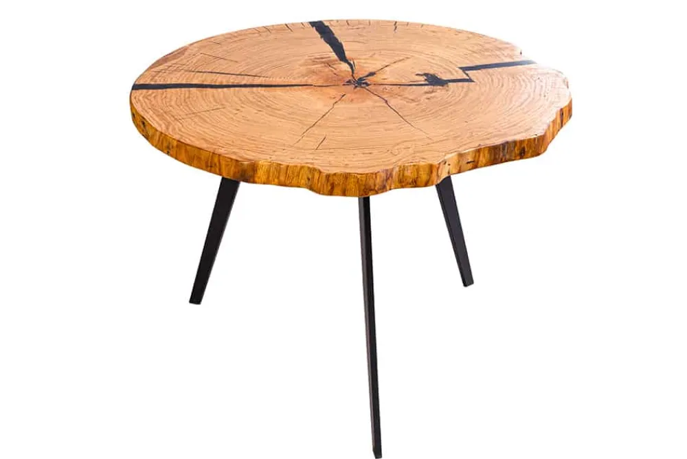 Riess-Ambiente Industrial Loft|Couchtische & Truhen > Runder Couchtisch ARBOR 65cm natur Eiche Massivholz schwarz Metall Beistelltisch