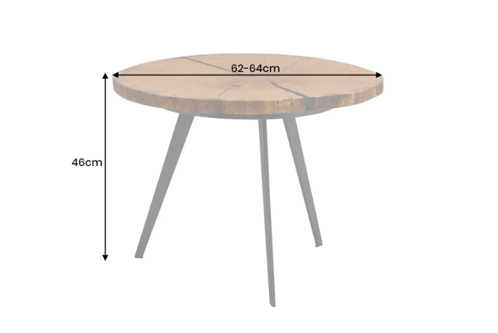 Riess-Ambiente Industrial Loft|Couchtische & Truhen > Runder Couchtisch ARBOR 65cm natur Eiche Massivholz schwarz Metall Beistelltisch
