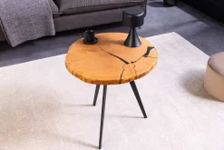 Riess-Ambiente Industrial Loft|Couchtische & Truhen > Runder Couchtisch ARBOR 55cm natur Eiche Massivholz schwarz Metall Beistelltisch