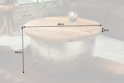Riess-Ambiente Mehr...|Industrial Loft > Runder Couchtisch DRUMP STORAGE 70cm natur silber Mangoholz mit Stauraum handmade Industrial