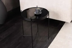 Riess-Ambiente Industrial Loft|Couchtische & Truhen > Runder Couchtisch ELEGANCE 45cm anthrazit Glas schwarz Metallgestell